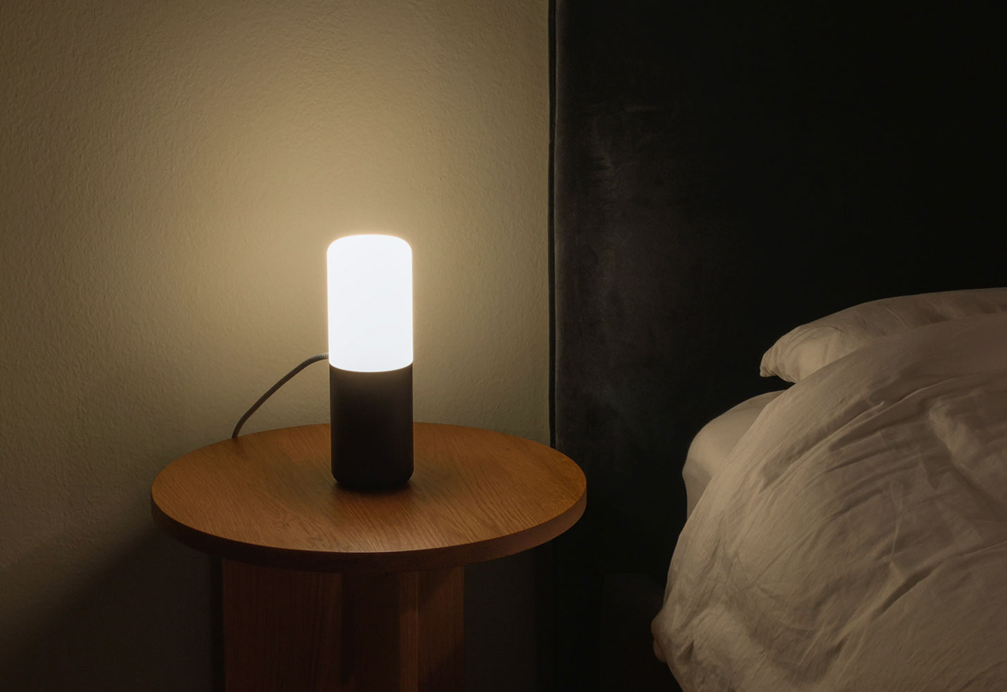 Photograph of the Switch light used as a bedside table light.
